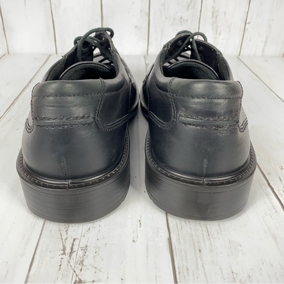 Ecco Helsinki Mens Oxford Shoes Size 7.5 Black Leather Bicycle Toe Lace Up - Picture 6 of 12